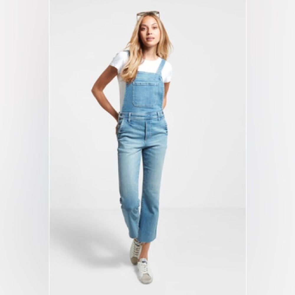 NWT Sam Edelman The Stiletto Crop Boot Overalls Raw Hem Jeans Denim size 2 26